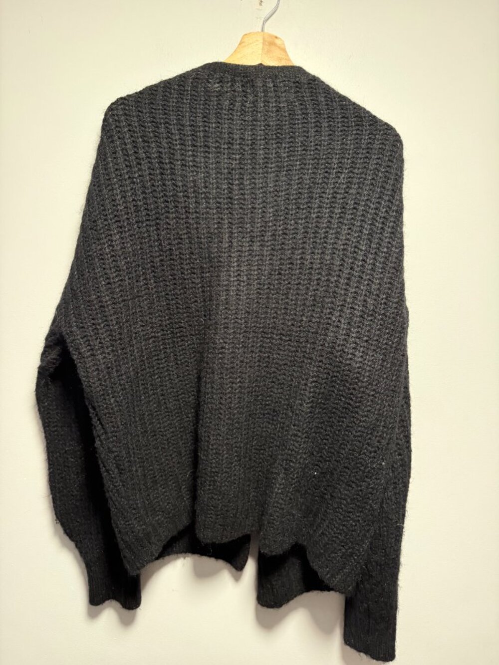 Old Navy Wool-Blend Shaker-Stitch Cardigan Sweater Black Large T - Picture 8 of 8